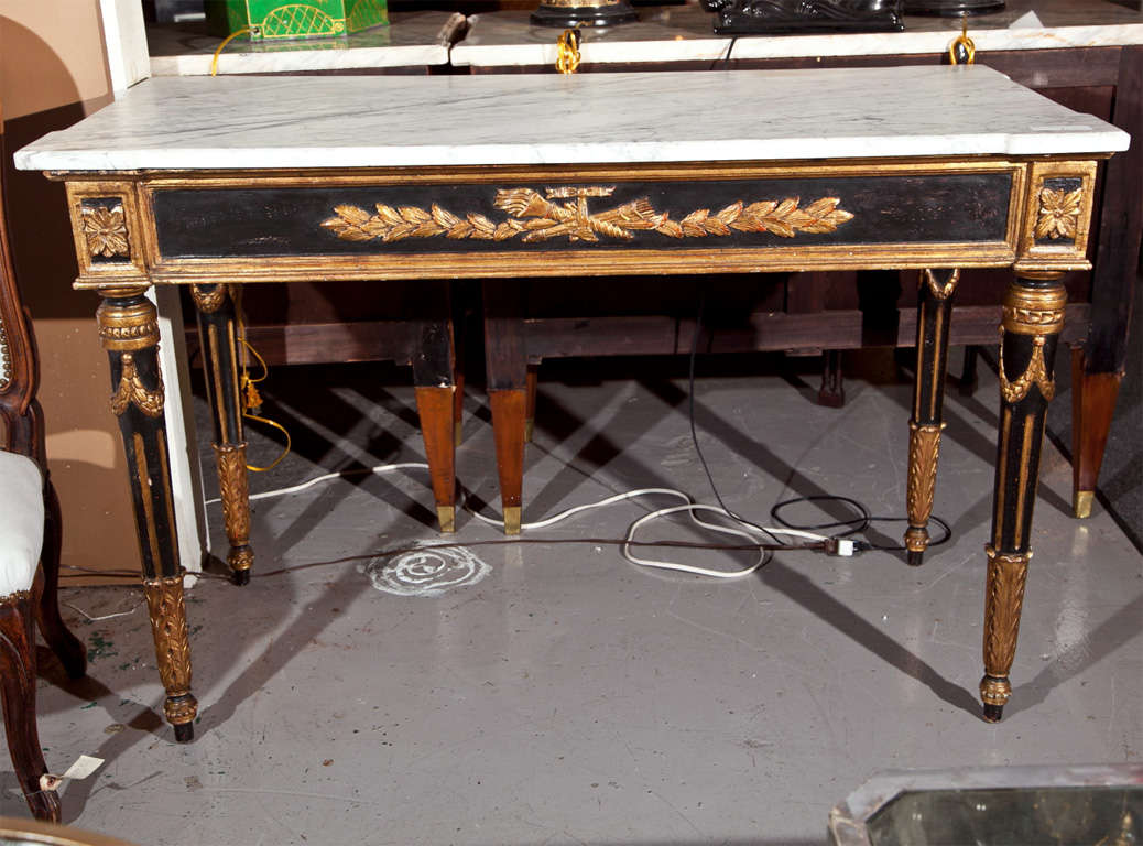 French Neoclassical Style Marble Top Console Table