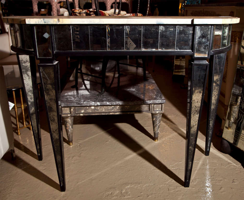 Manner Of Maison Jansen Mirrored Demilune Console Tables For At Manner Of Maison Jansen Mirrored Demilune Console Tables In Good Condition For Stamford