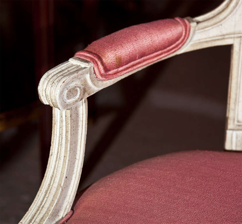 Louis XVI Pair of French Painted Armchairs by Jansen