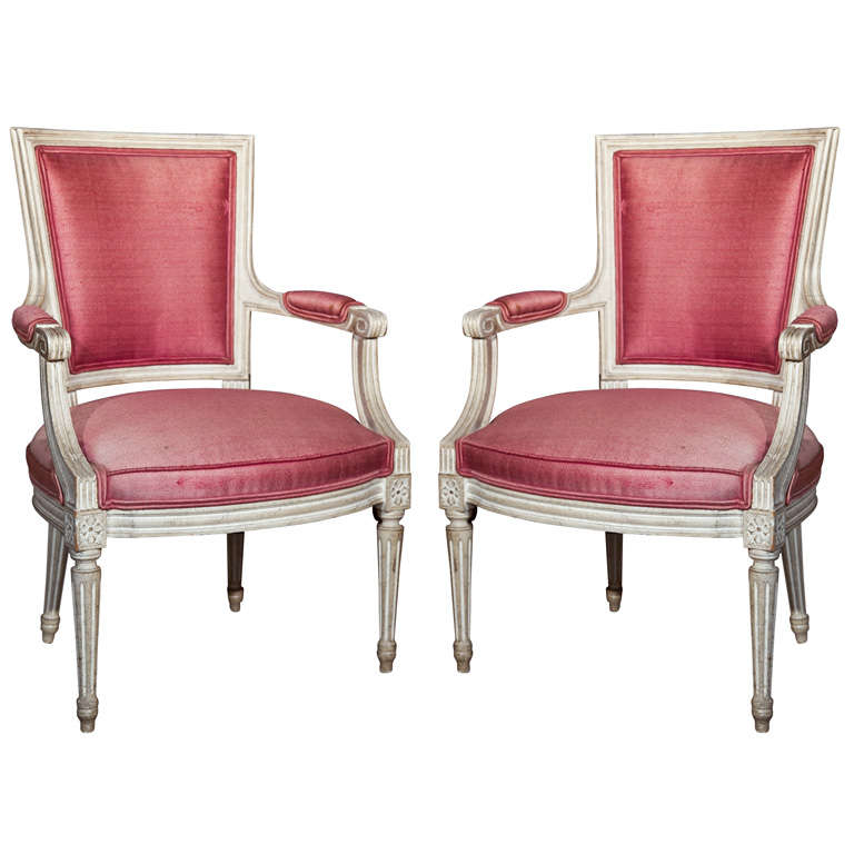 Pair of French Painted Armchairs by Jansen