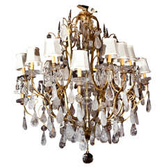 French Bronze Chandelier with Rock Crystals