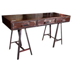 Industrial Metal Trestle Writing Desk