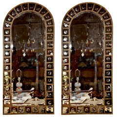 Pair of Decorative Metal Framed Bull's Eye Mirrors