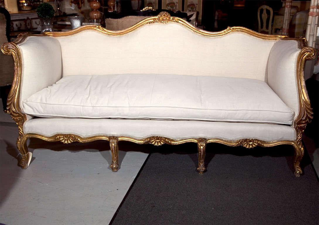 French Rococo Style Giltwood Canape Sofa at 1stDibs rococo sofa