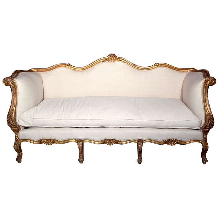 French Rococo Style Giltwood Canape Sofa For Sale at 1stdibs