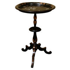 English Regency Black Lacquered Round Tilt-Top Table