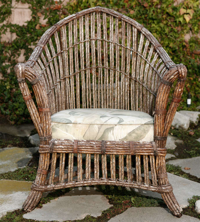 Pair of 1920's Rush Chairs Made by Karpen