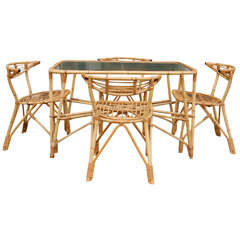 Vintage 5-Piece Rattan Dining Set