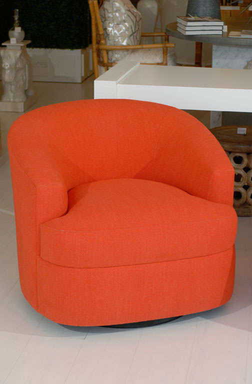 Late 20th Century Pair of Orange Swivel Chairs