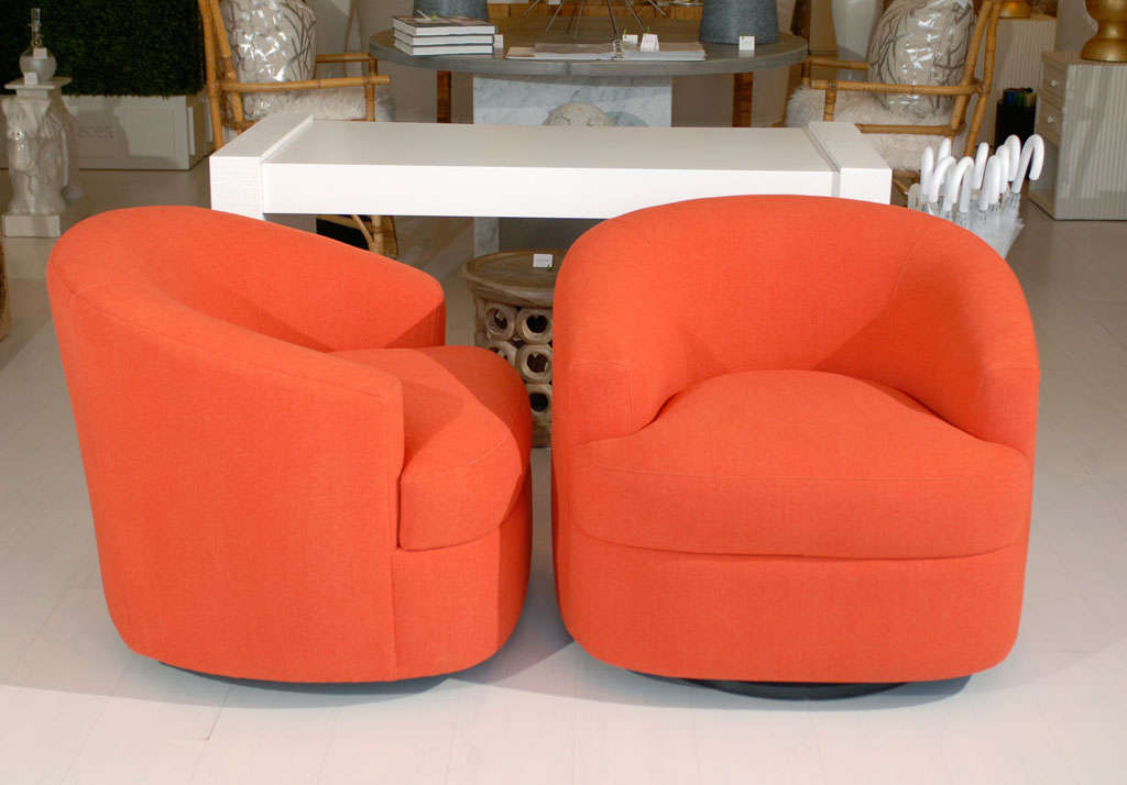 Pair of Orange Swivel Chairs 2