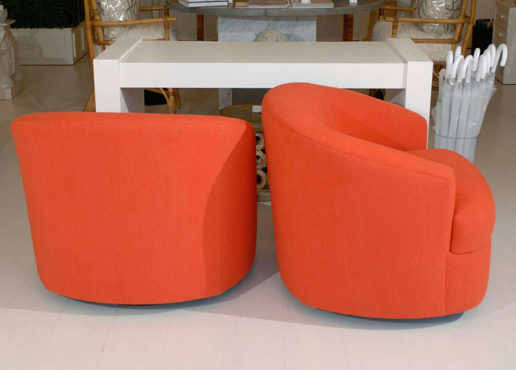 Pair of Orange Swivel Chairs 3