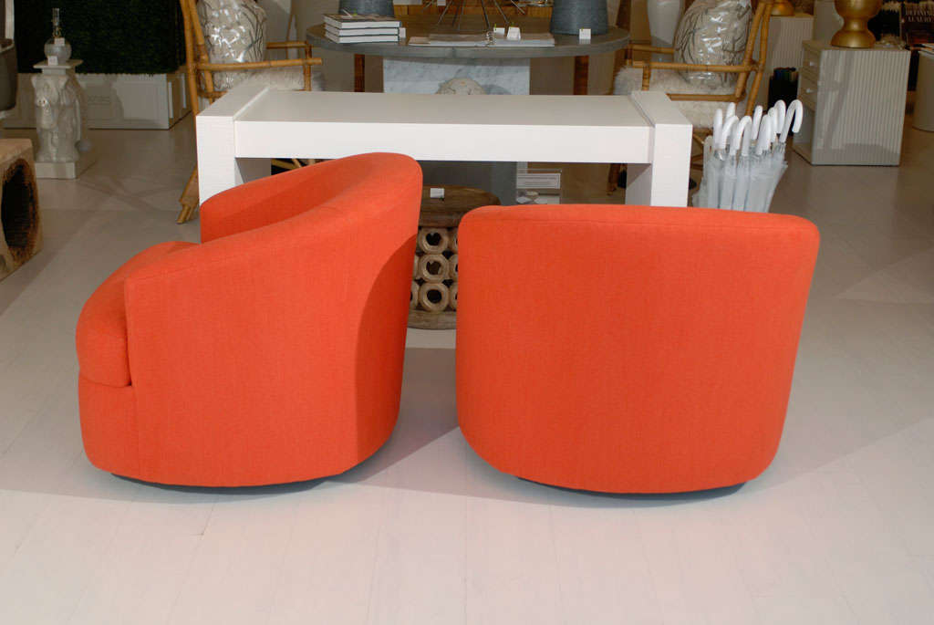 Pair of Orange Swivel Chairs 4