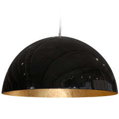 Small Glossy Black Dome Light Fixture
