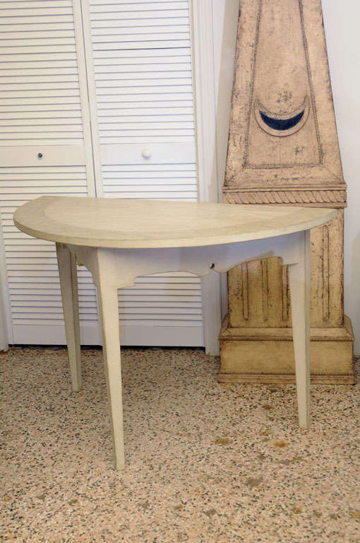 Gustavian  Antique Pair of Swedish painted Demi Lune Tables   Early 19th Century