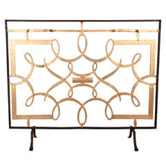 Vintage 1940's Gilt Wrought Iron Fire Screen