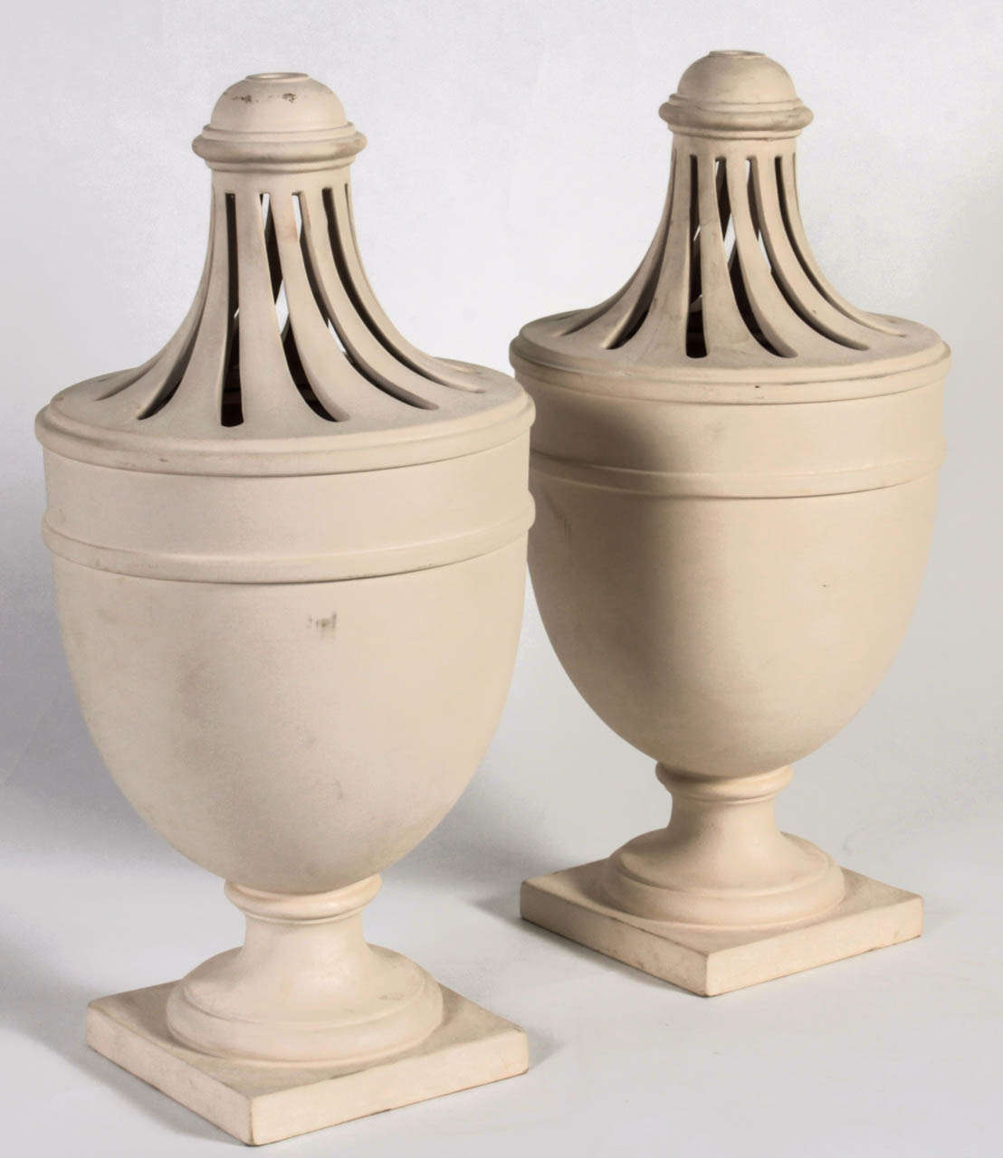 Neoclassical Revival Mid Century French Bisque Table Lamps For Sale
