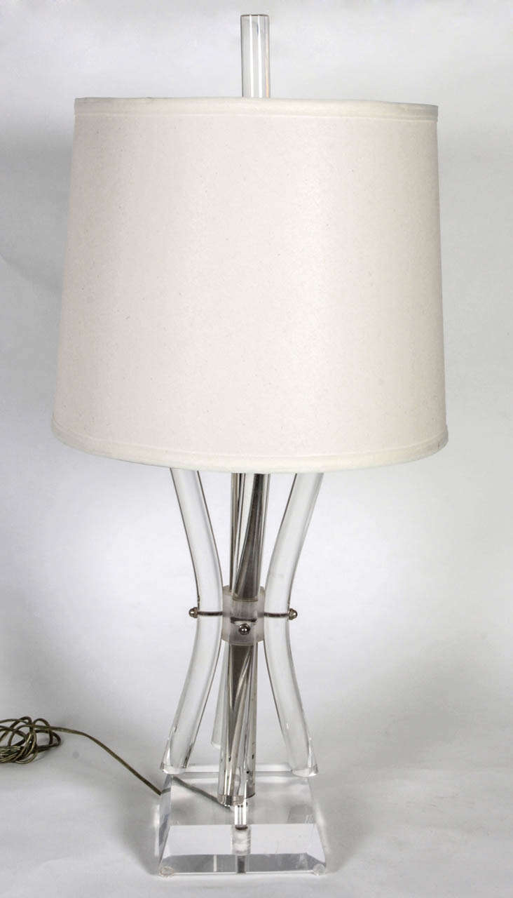 Unusual form lucite desk lamp, circa 1960's