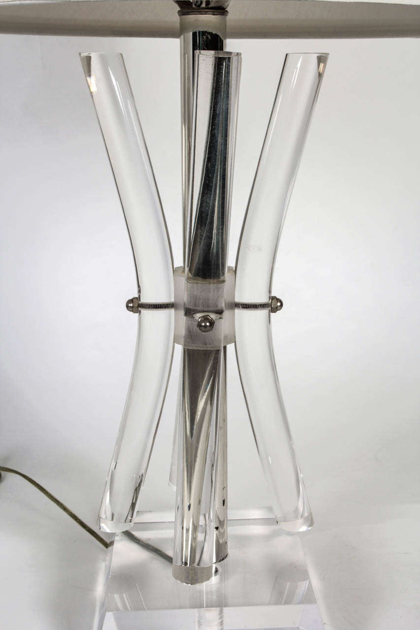 American Unusual Form Lucite Desk Lamp For Sale