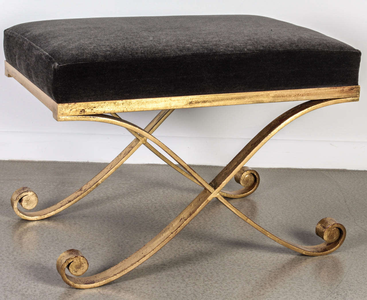 Pr. Mid Century Gilt Metal Benches