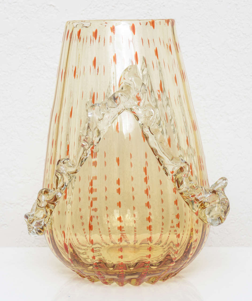 Italian Barovier & Toso Amber and Dark Orange Colored Murano Glass Vase 