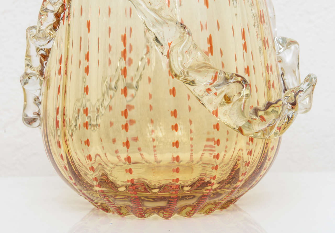 Barovier & Toso Amber and Dark Orange Colored Murano Glass Vase  2
