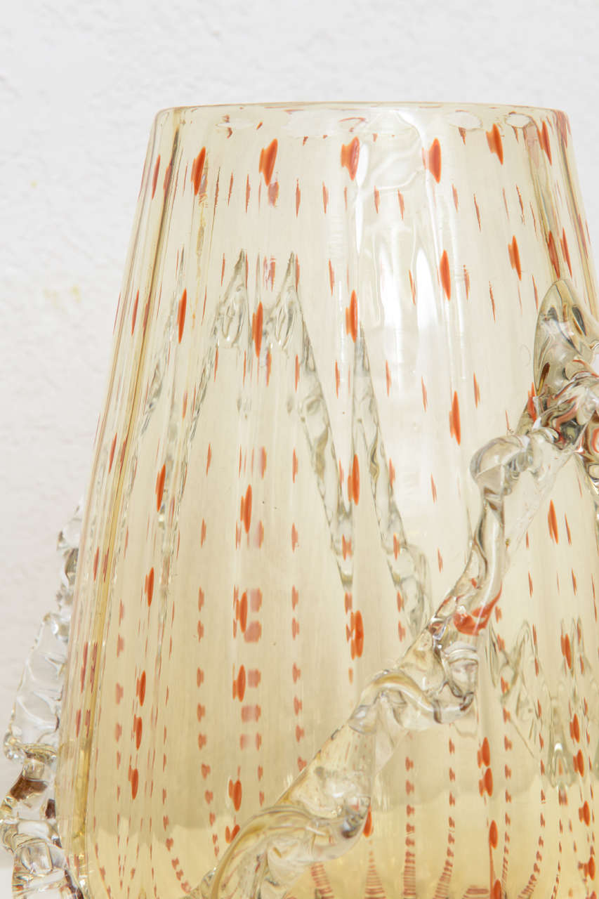 Barovier & Toso Amber and Dark Orange Colored Murano Glass Vase  3