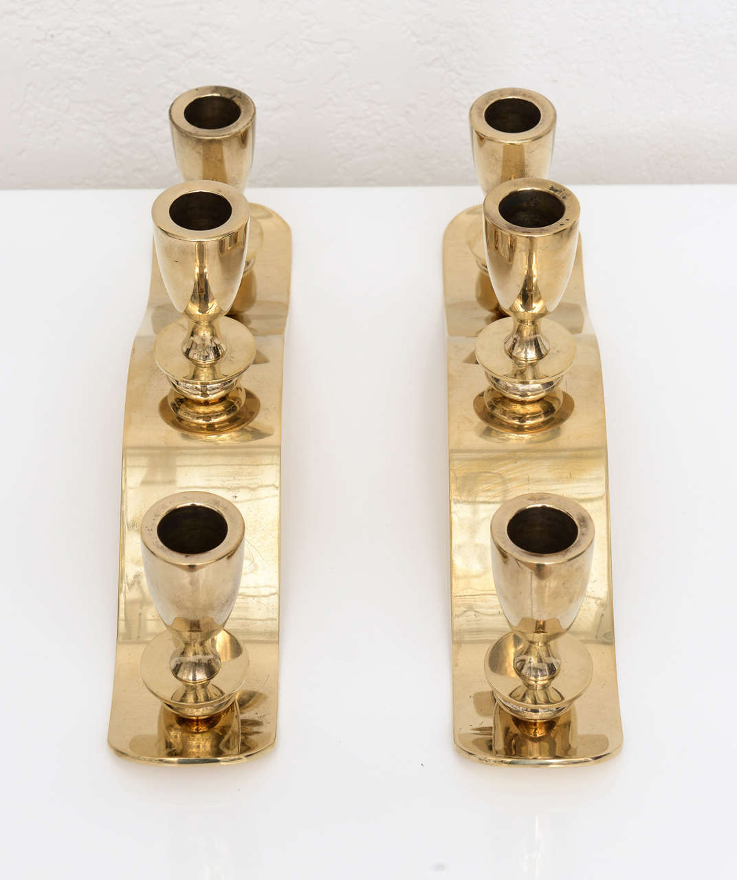 Pair of Art Deco Brass Candleholders at 1stdibs