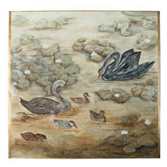 Family of Swans Wall Panel in the Manner of Jean Dunand