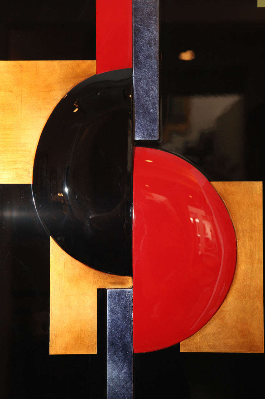 Eliade Ispas Cubist/Constructivist Lacquer Panel In Excellent Condition For Sale In Los Angeles, CA