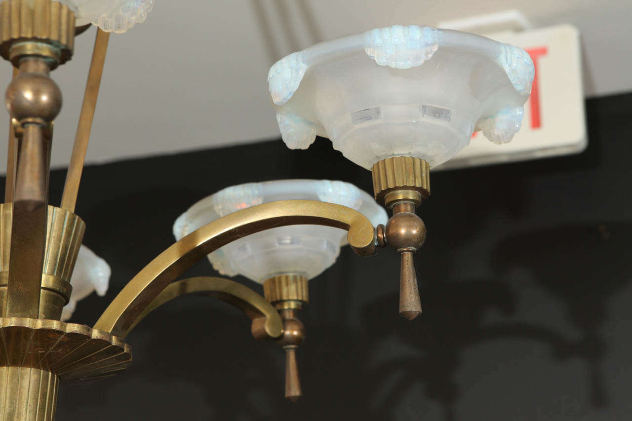 Petitot Chandelier with Waterfall Opaline Shades For Sale 1