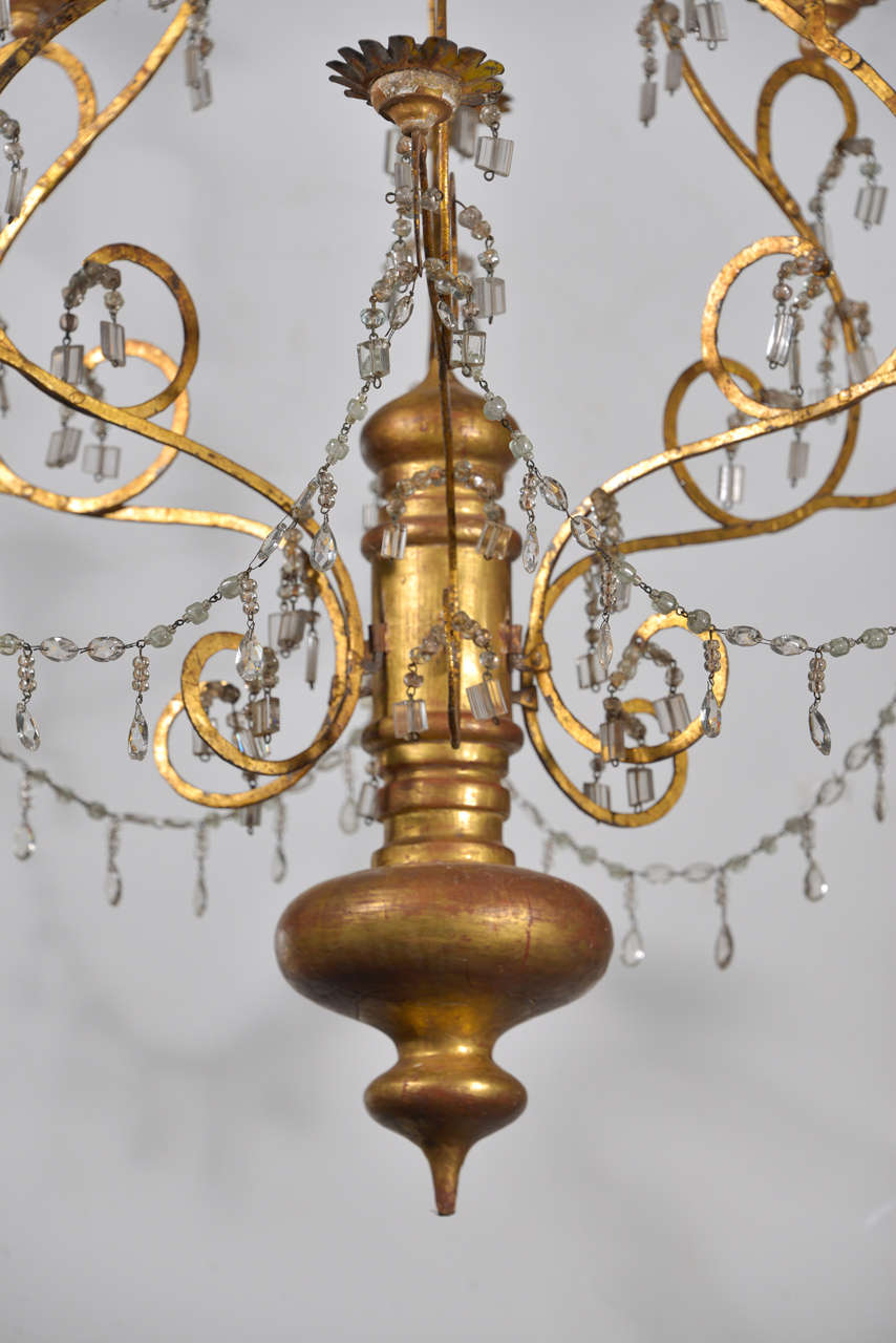 wood and crystal chandelier