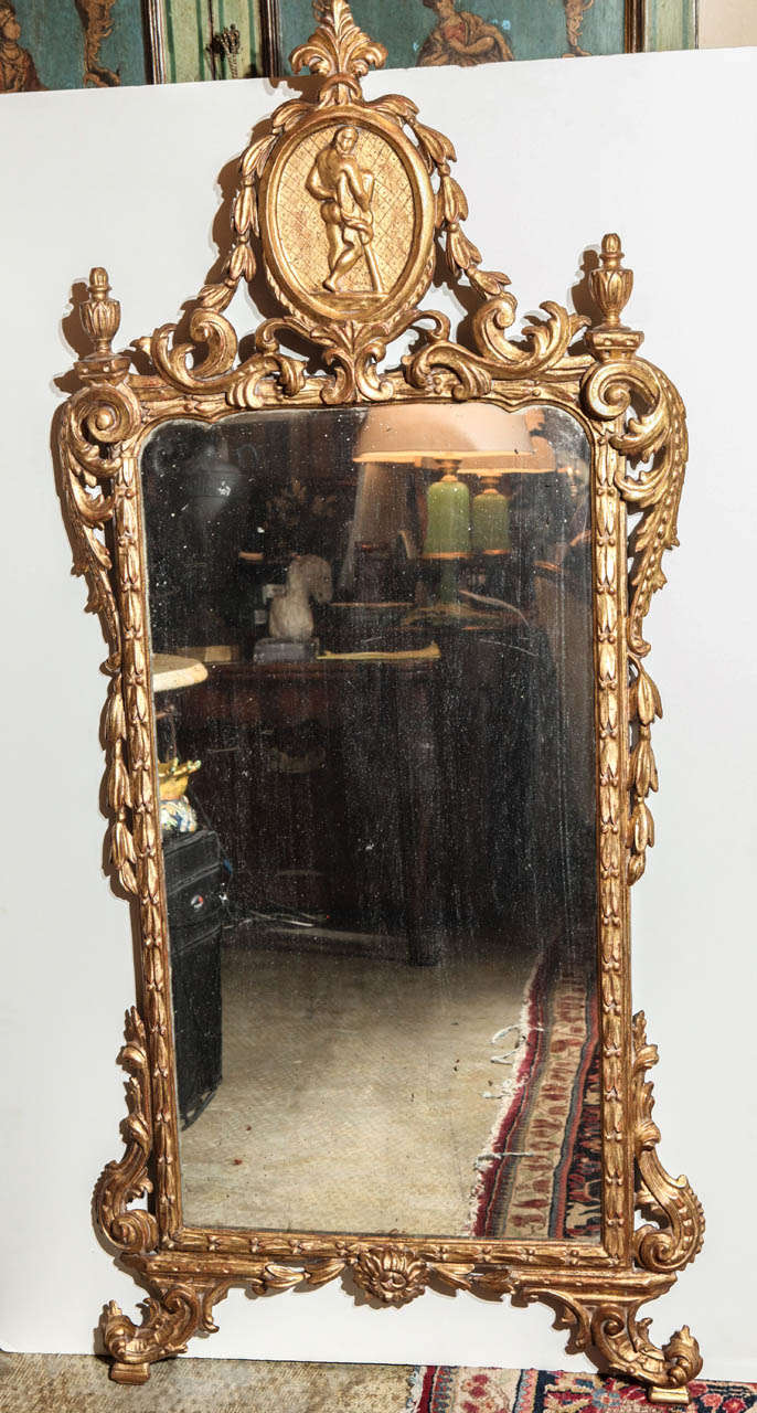 Carved 18th c., Italian, Gilt Wood Mirror For Sale