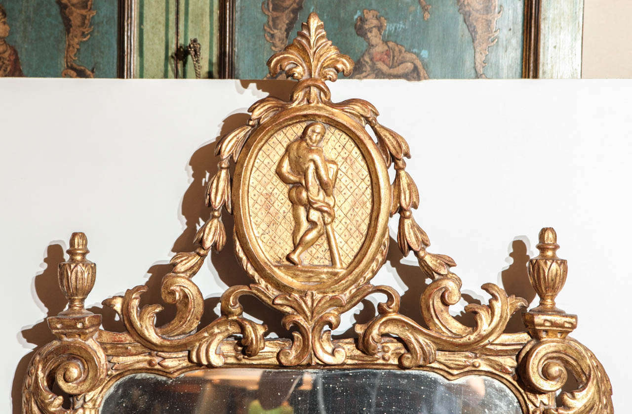 18th c., Italian, Gilt Wood Mirror In Excellent Condition For Sale In Newport Beach, CA