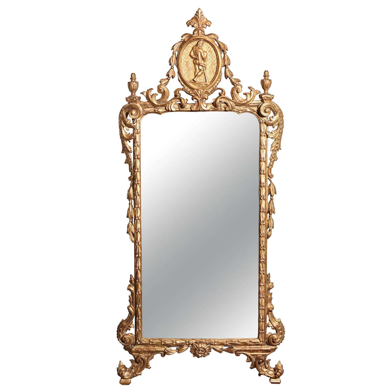 18th c., Italian, Gilt Wood Mirror For Sale