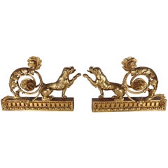 Pair of Italian, Gilded Dog Sculptures