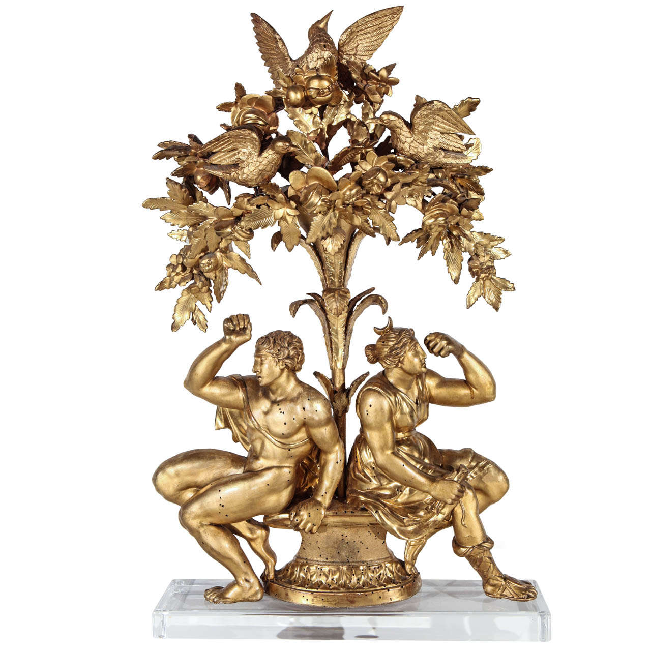 Sculpture d'arbre de vie du XVIIIe siècle avec figures