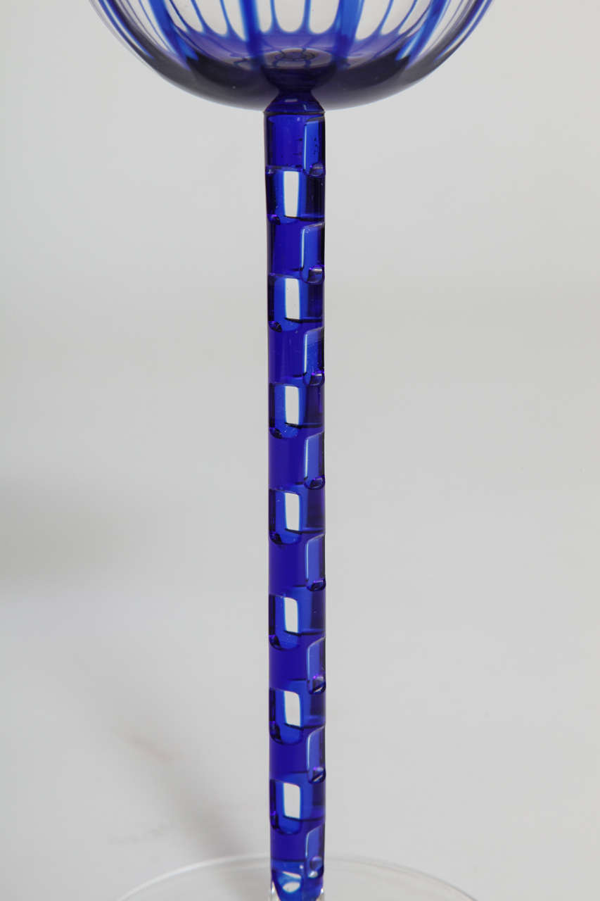 Otto Prutscher Cobalt Blue Wine Glass, Meyr's Neffe, Austria, 1907 In Excellent Condition For Sale In New York, NY