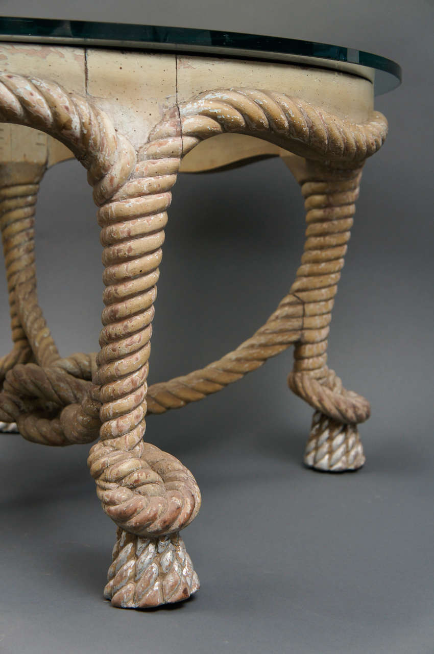 Mid-20th Century Carved Rope Table
