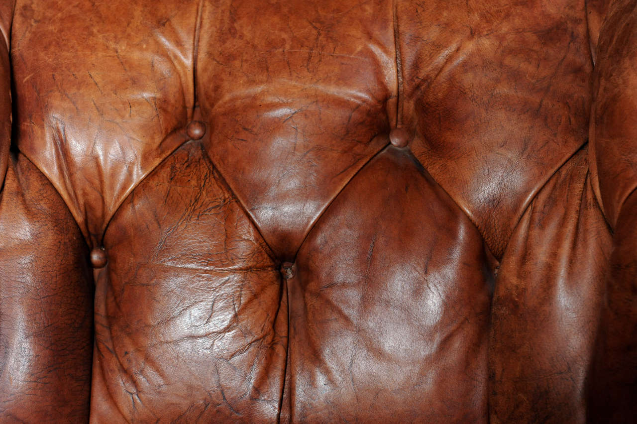 A Pair Of Vintage 1920's Leather Club Seats, Chesterfield Style 1