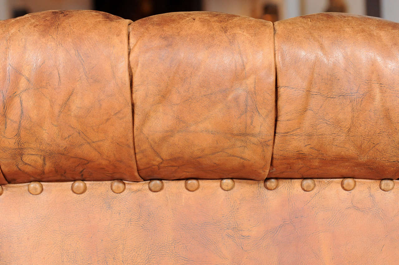 A Pair Of Vintage 1920's Leather Club Seats, Chesterfield Style 5