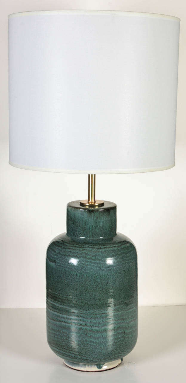 Swedish Jade/Turquoise Glazed Ceramic Lamps