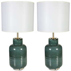 Swedish Jade/Turquoise Glazed Ceramic Lamps Swedish Jade/Turquoise Glazed Ceramic Lamps