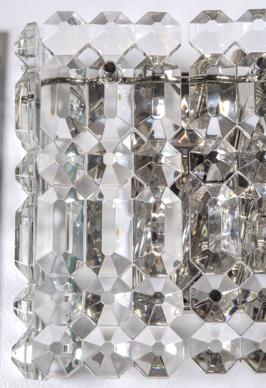 Pair of Rectangular Crystal Prism Sconces by Kinkeldey In Excellent Condition In New York, NY