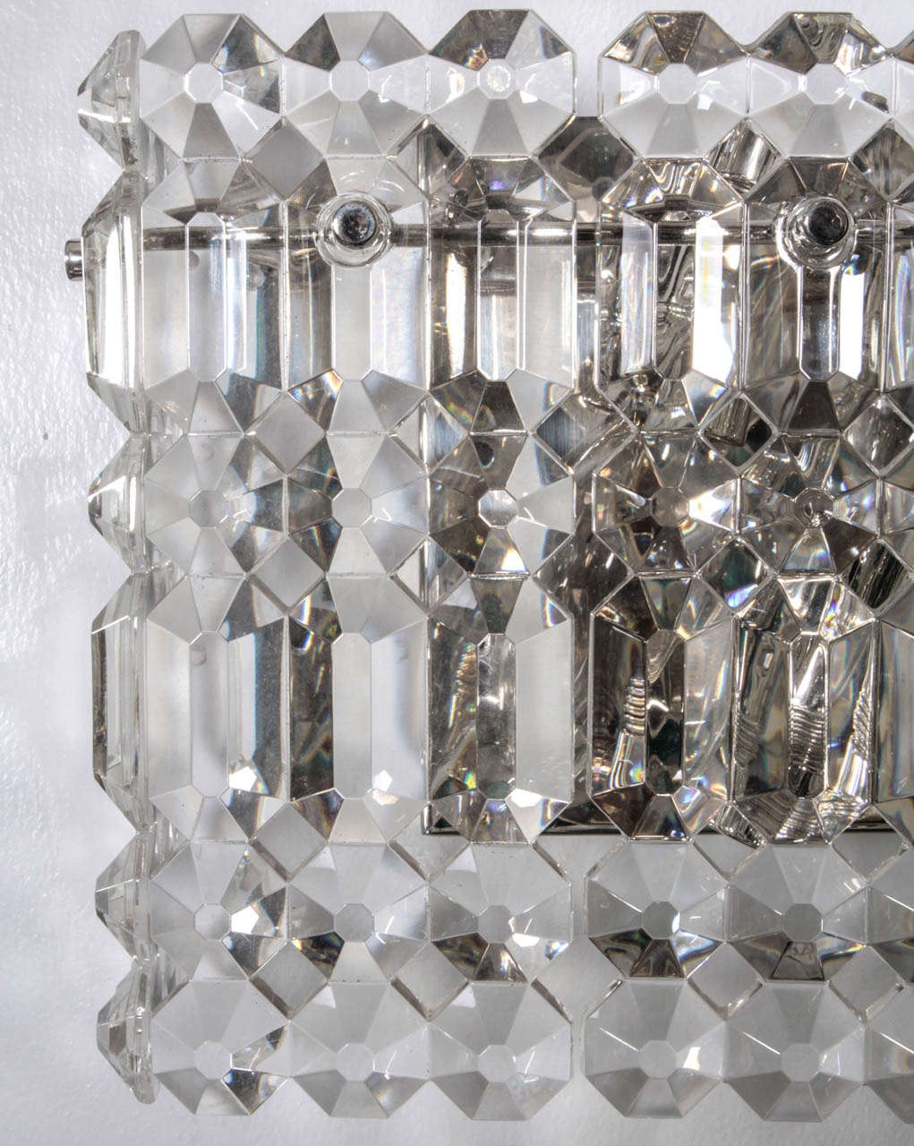 20th Century Pair of Rectangular Crystal Prism Sconces by Kinkeldey