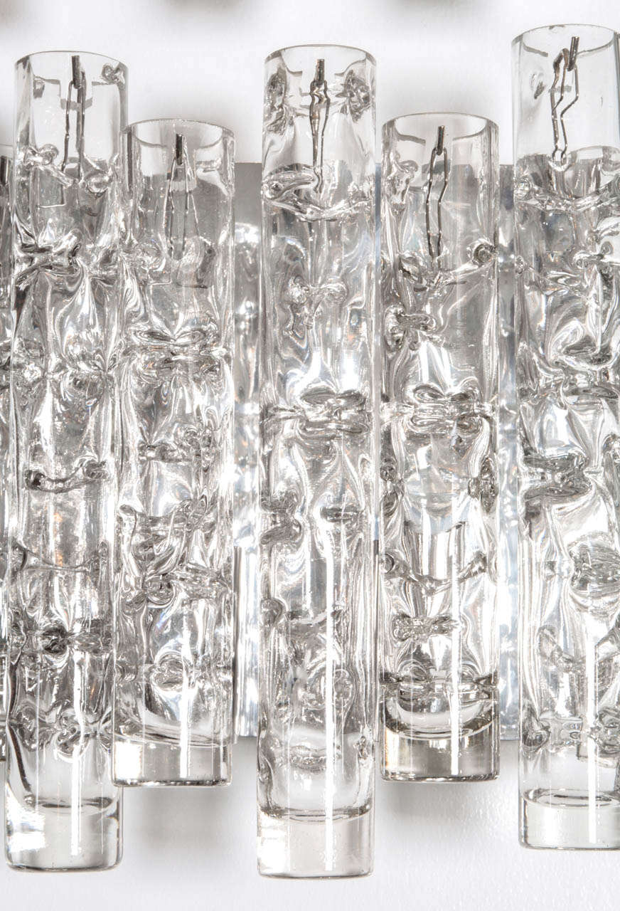 German Modernist Crystal Tube Sconces For Sale