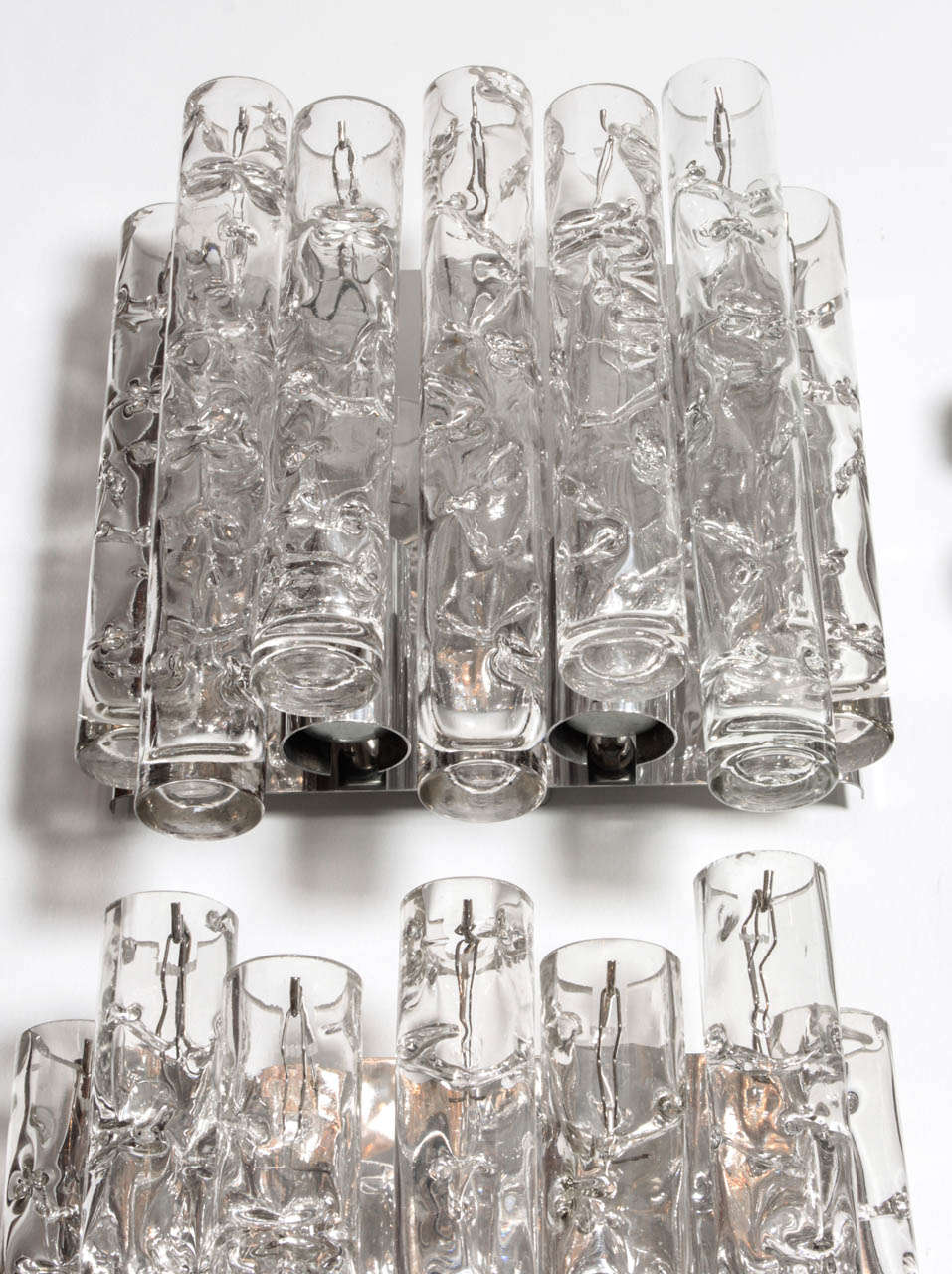 20th Century Modernist Crystal Tube Sconces For Sale
