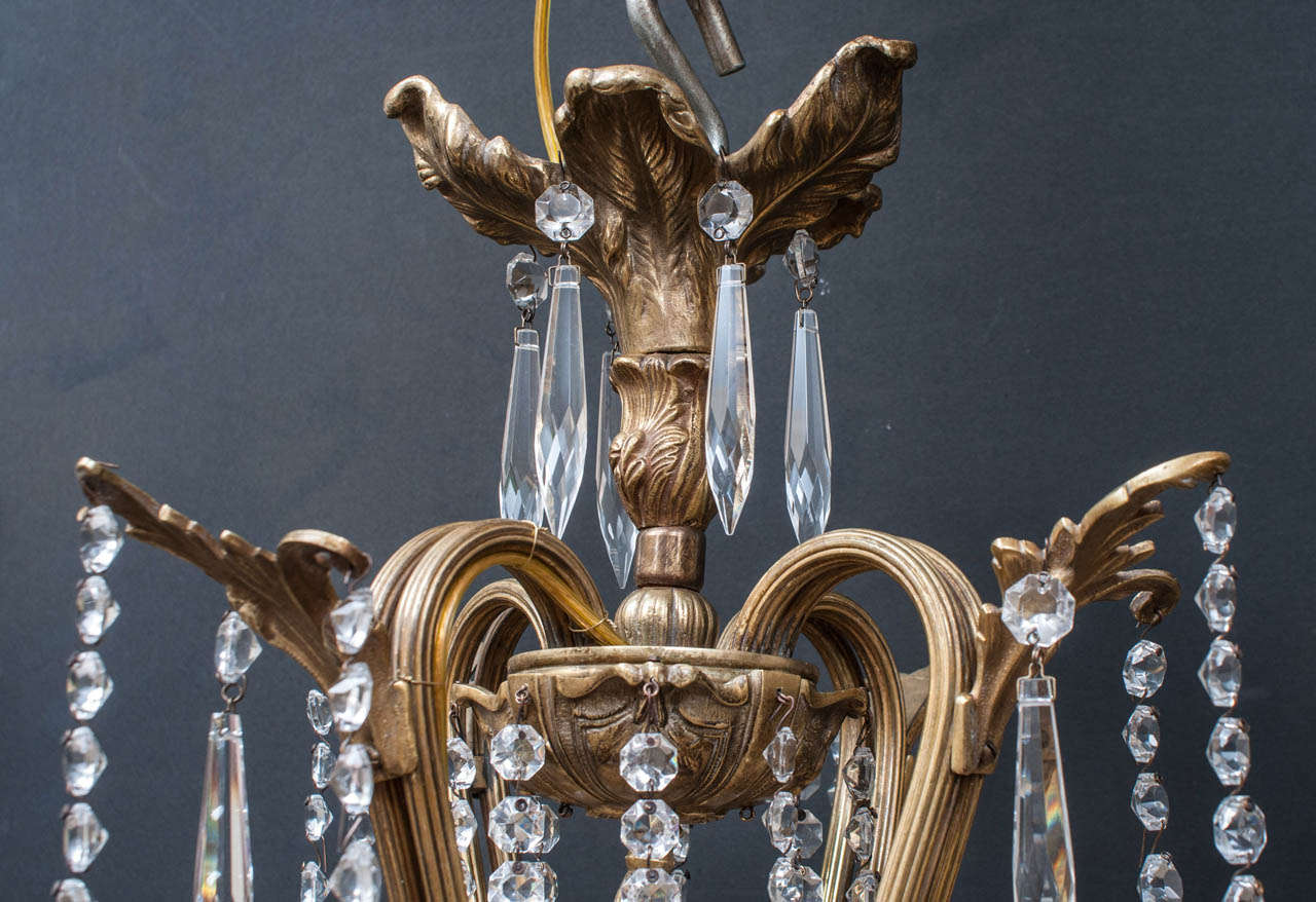 Rococo Louis XV Style Brass and Crystal Chandelier, Spain, Circa:1945