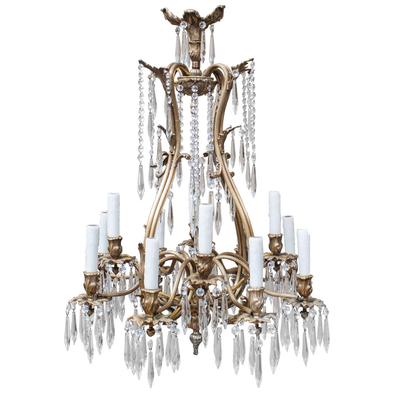 Louis Xv Style Brass And Crystal Chandelier Spain Circa 1945 At Louis Xv Style Brass And Crystal Chandelier Spain Circa 1945 For