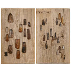Collection of Silex Fragments on 20th Century Boards