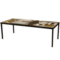 Navette Coffee Table Signed by Roger Capron